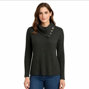 Rafaella Gray Cowl Neck Womens Sweater Sz Med